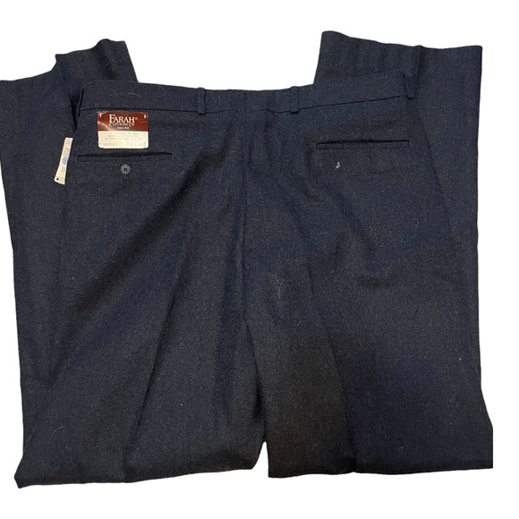 Vintage Farah Wool Blend Men's Dress Pants Trousers Dark Blue Size 38 x 32 NWT - Picture 2 of 8